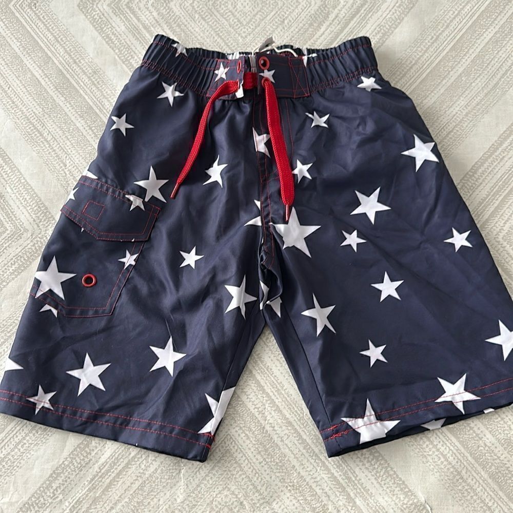 Mish Boys Navy Blue with White Stars Swim Trunks